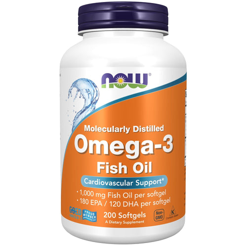 NOW Supplements, Omega-3 180 EPA / 120 DHA, Molecularly Distilled, Cardiovascular Support*, 200 Softgels EasyOptionXY LLC