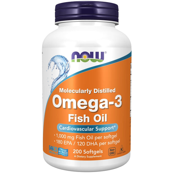 NOW Supplements, Omega-3 180 EPA / 120 DHA, Molecularly Distilled, Cardiovascular Support*, 200 Softgels EasyOptionXY LLC