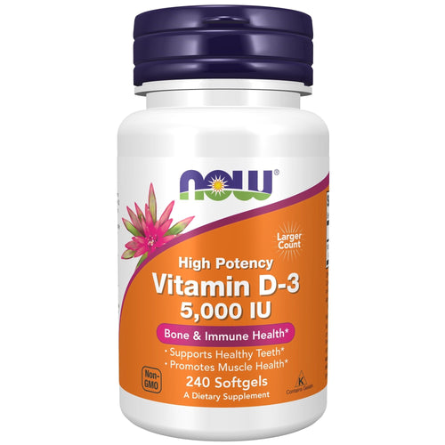 NOW Supplements, Vitamin D-3 5,000 IU, High Potency, Structural Support*, 240 Softgels EasyOptionXY LLC