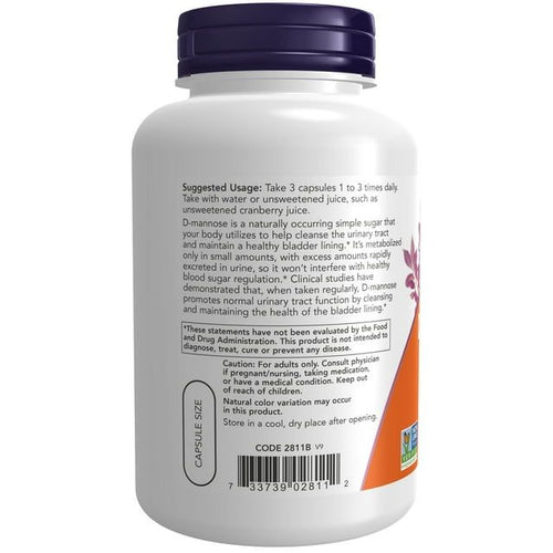NOW Supplements, D-Mannose 500 mg, Non-GMO Project Verified, Healthy Urinary Tract*, 120 Veg Capsules EasyOptionXY LLC