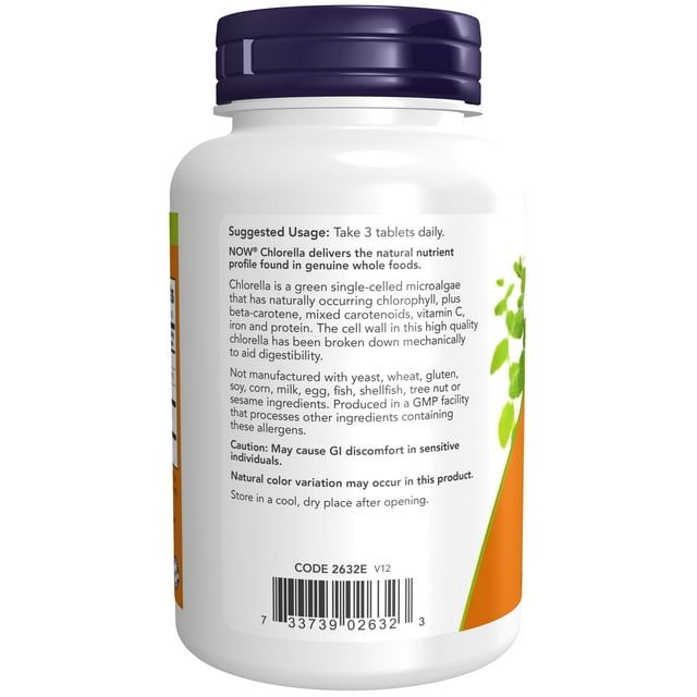 NOW Supplements, Chlorella 1000 mg with naturally occurring Chlorophyll, Beta-Carotene, mixed Carotenoids, Vitamin C, Iron and Protein, 120 Tablets EasyOptionXY LLC