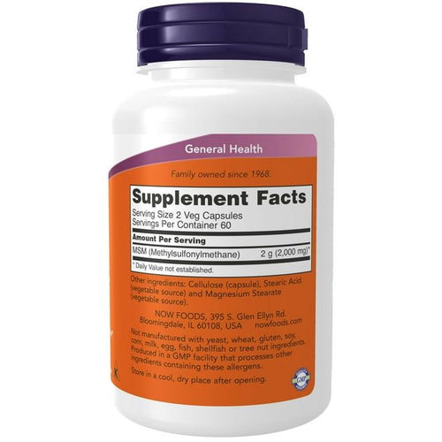 NOW Supplements, MSM (Methylsulfonylmethane) 1,000 mg, Joint Health*, 120 Veg Capsules EasyOptionXY LLC