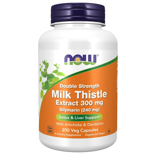 NOW Supplements, Milk Thistle Extract, Double Strength 300 mg, Silymarin (240 mg), Supports Liver Function*, With Artichoke and Dandelion, 200 Veg Capsules EasyOptionXY LLC
