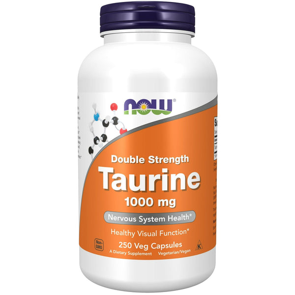 NOW Supplements, Taurine 1,000 mg, Double Strength, Nervous System Health*, 250 Veg Capsules EasyOptionXY LLC
