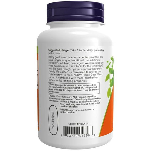 NOW Supplements, Horny Goat Weed Extract 750 mg Plus 150 mg of Maca Root, Tonifying Herb*, 90 Tablets EasyOptionXY LLC