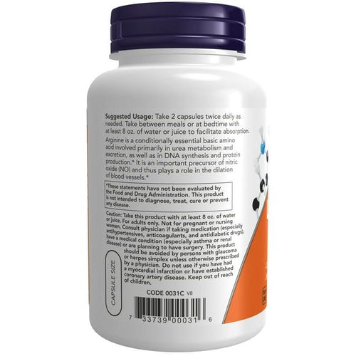 NOW Supplements, L-Arginine 500 mg, Nitric Oxide Precursor*, Amino Acid, 250 Veg Capsules EasyOptionXY LLC