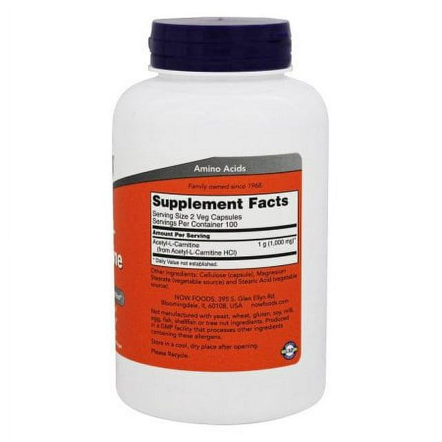 NOW Foods Acetyl L-Carn 500Mg 200 Vegetable Capsules EasyOptionXY LLC