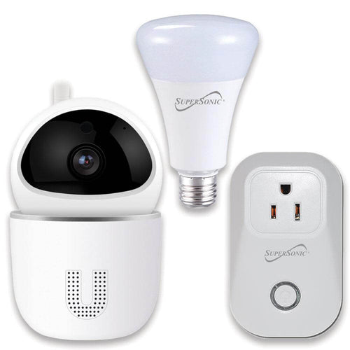 3-Pc. Smart Home Starter Kit with WiFi enabled: HD Camera, Plug, & Bulb Jupiter Gear
