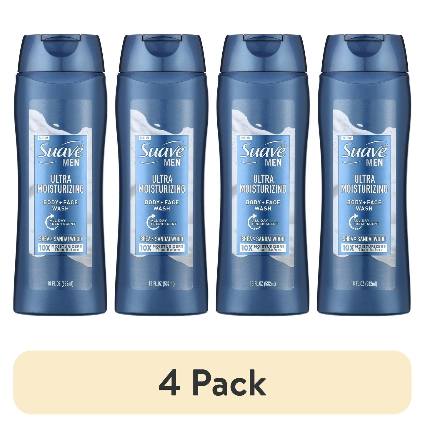Suave Men Face & Body Wash, with Shea Butter & Coconut Oil, All Skin Types 18 oz(4 pack) EasyOptionXY LLC