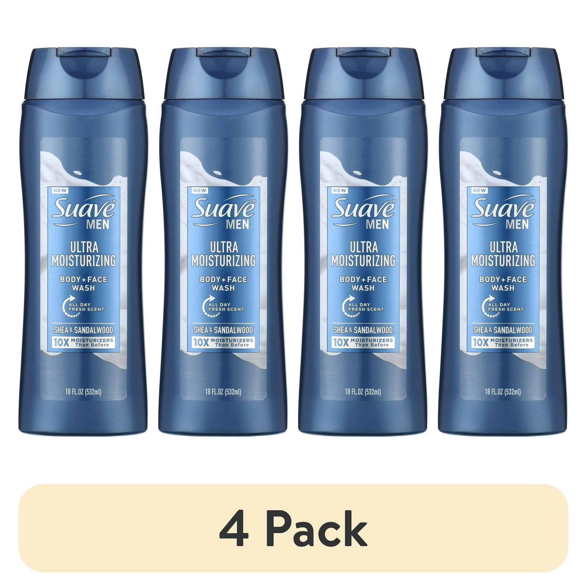 Suave Men Face & Body Wash, with Shea Butter & Coconut Oil, All Skin Types 18 oz(4 pack) EasyOptionXY LLC