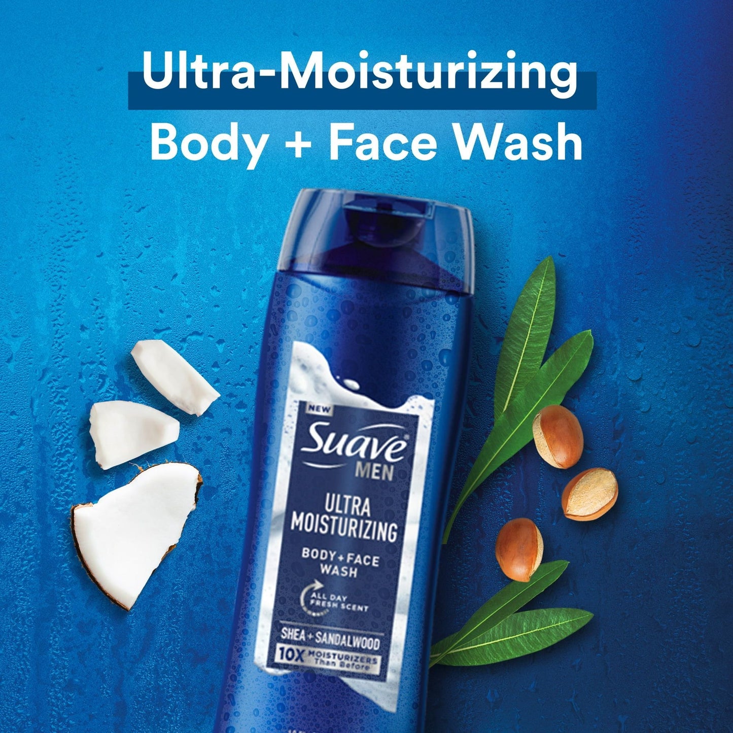 Suave Men Face & Body Wash, with Shea Butter & Coconut Oil, All Skin Types 18 oz(4 pack) EasyOptionXY LLC