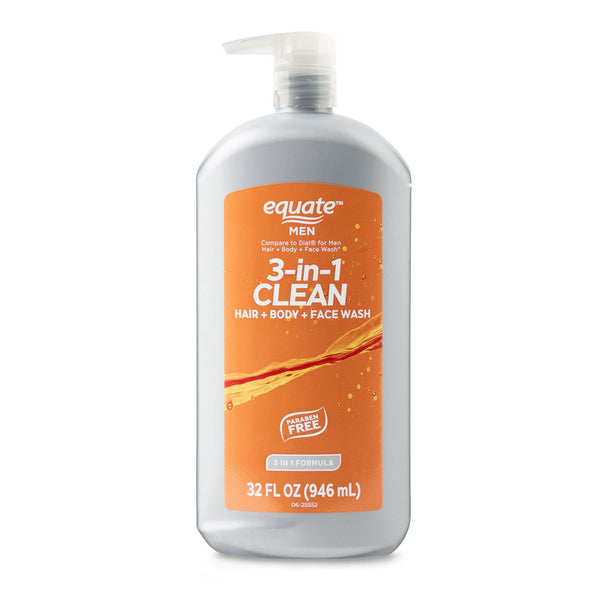 Equate Men 3-in-1 Hair + Body + Face Wash, 32 fl oz EasyOptionXY LLC