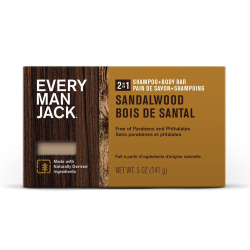 Every Man Jack Sandalwood Mens 2-in-1 Bar Soap - Wash and Shampoo for All Skin Types - 5oz EasyOptionXY LLC