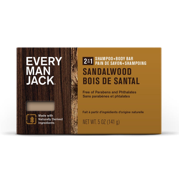 Every Man Jack Sandalwood Mens 2-in-1 Bar Soap - Wash and Shampoo for All Skin Types - 5oz EasyOptionXY LLC