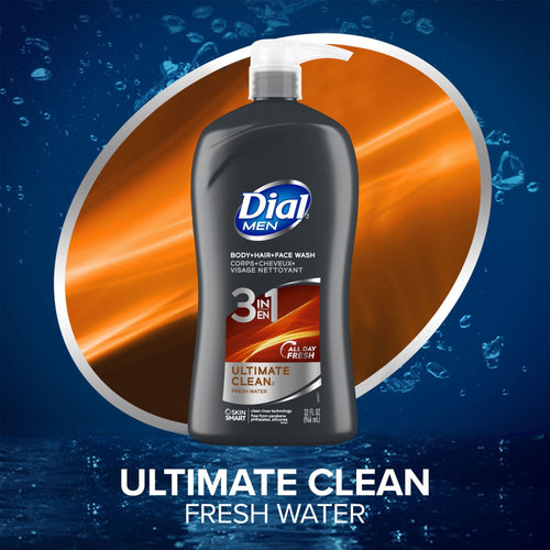 Dial Men 3in1 Body, Hair and Face Wash, Ultimate Clean, 32 fl oz EasyOptionXY LLC