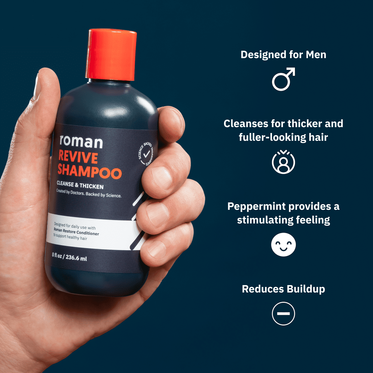 Roman Men's Revive Shampoo to Exfoliate and Clarify with Peppermint, 8 fl oz EasyOptionXY LLC