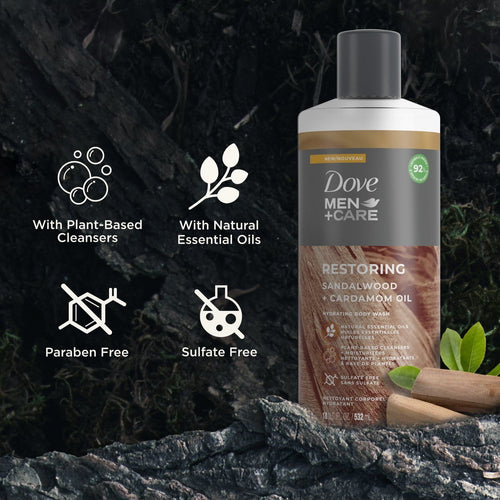 Dove Men+Care Restoring Hydrating Body Wash, Sandalwood and Cardamom, 18 fl oz EasyOptionXY LLC