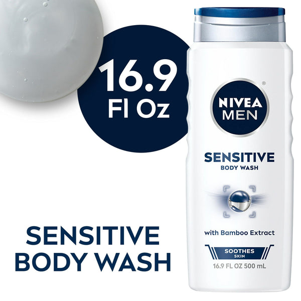 NIVEA MEN Sensitive Body Wash with Bamboo Extract, 16.9 Fl Oz Bottle EasyOptionXY LLC