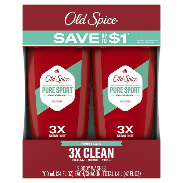 Old Spice High Endurance Body Wash for Men, Pure Sport Scent, 24 fl oz, Pack of 2 EasyOptionXY LLC