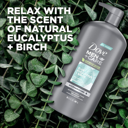 Dove Men+Care Relaxing Hydrating Face and Body Wash, Blue Eucalyptus and Birch, 30 fl oz EasyOptionXY LLC