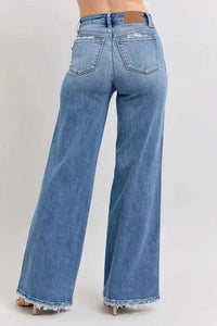 Judy Blue Raw Hem Wide Leg Jeans HTO Apparel