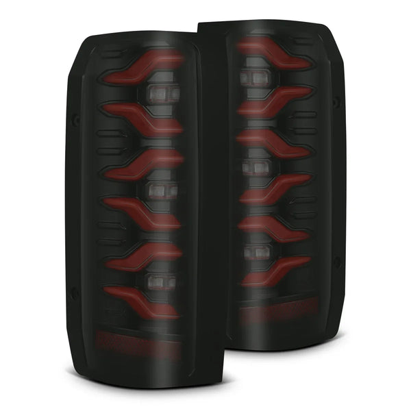 AlphaRex 87-96 Ford F-Series/Bronco LUXX-Series LED Tail Lights Black Red OffRoadUSA.com