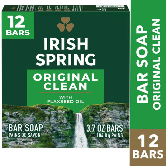 Irish Spring Bar Soap for Men, Original Clean Mens Bar Soap, 12 Pack, 3.7 Oz Soap Bars EasyOptionXY LLC
