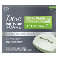 Dove Men+Care 3-in-1 Hand & Body + Face + Shave Bar Refreshing, Extra Fresh, 3.75 oz (12 Bars) EasyOptionXY LLC