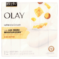 O lay Moisture Outlast Ultra Moisture Shea Butter Beauty Soap Bar Vitamin B3 Complex, 3.17 oz, 12 ct EasyOptionXY LLC
