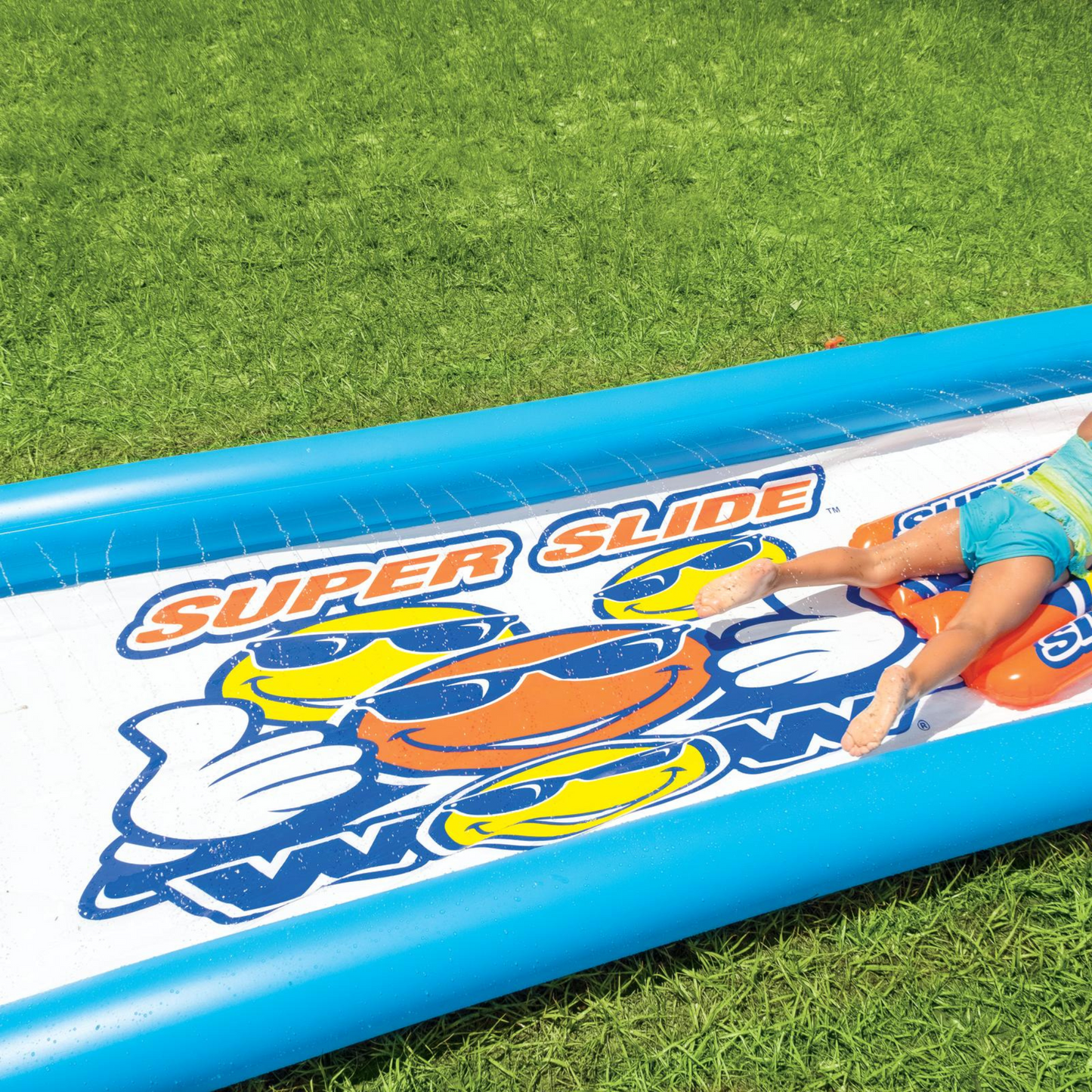 WOW Sports Single Lane Backyard Lawn Slide with Attached Pool