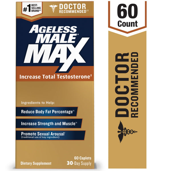 Ageless Male Max Total Testosterone Booster for Men with Ashwagandha, 60 Caplets EasyOptionXY LLC