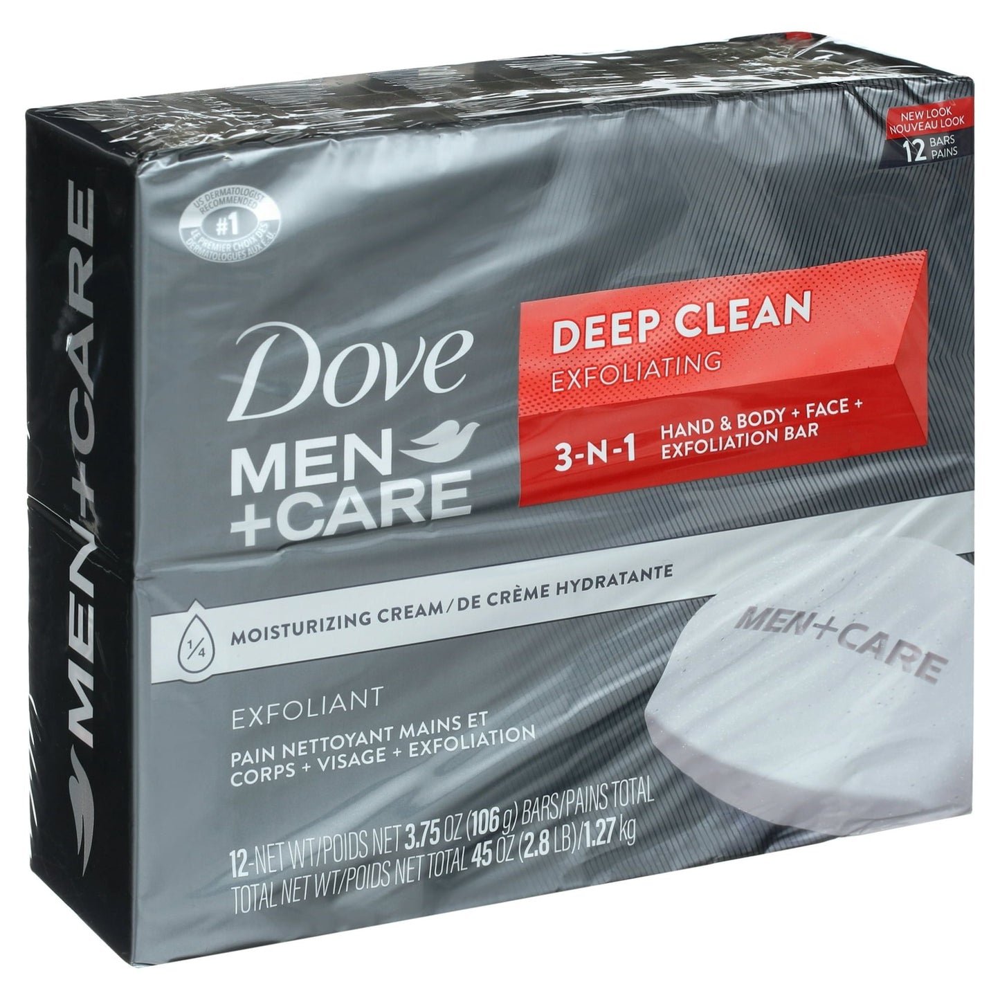 Dove Men+Care 3-in-1 Hand & Body + Face + Exfoliation Bar, Deep Clean, 3.75 oz (12 Bars) EasyOptionXY LLC