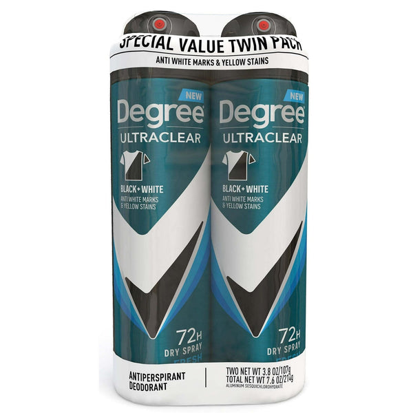 Degree Ultra Clear Long Lasting Antiperspirant Deodorant Dry Spray Twin Pack, Fresh, 3.8 oz EasyOptionXY LLC