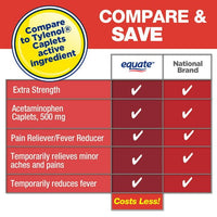 Equate Extra Strength Acetaminophen Caplets; 500 mg 200 Count EasyOptionXY LLC