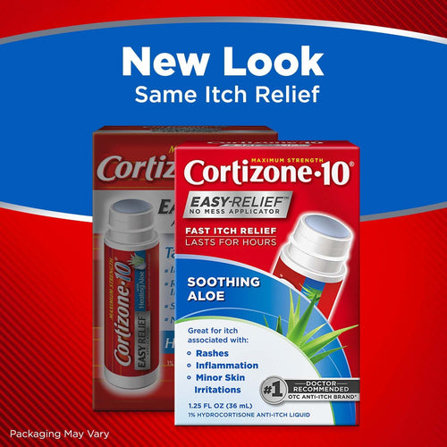 Cortizone-10 Maximum Strength 1% Hydrocortisone with Aloe Anti-Itch Liquid No Mess Applicator 1.25oz EasyOptionXY LLC