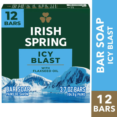 Irish Spring Icy Blast Bar Soap for Men, Mens Bar Soap, 12 Pack, 3.7 oz Soap Bars EasyOptionXY LLC