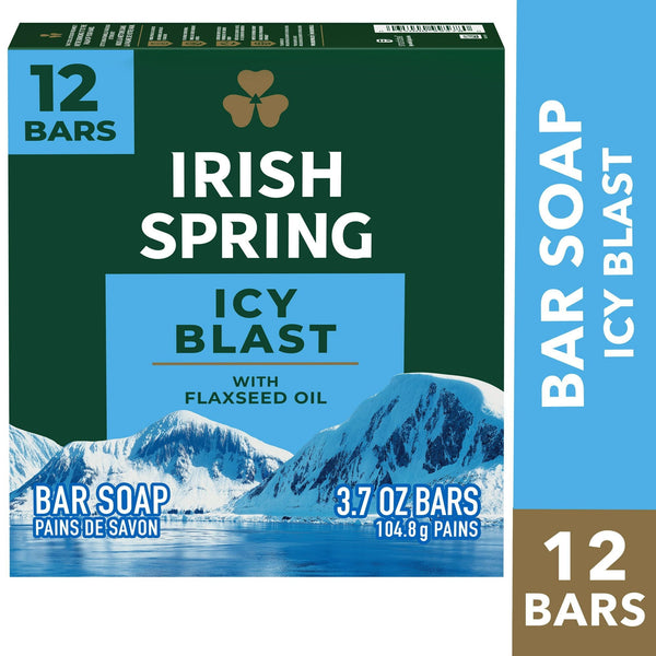 Irish Spring Icy Blast Bar Soap for Men, Mens Bar Soap, 12 Pack, 3.7 oz Soap Bars EasyOptionXY LLC