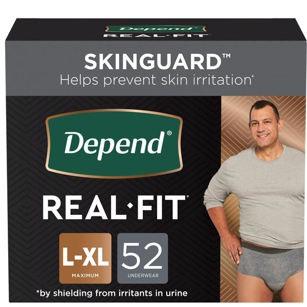 Depend Real Fit Incontinence Adult Underwear for Men, L/XL, Grey, 52Ct EasyOptionXY LLC
