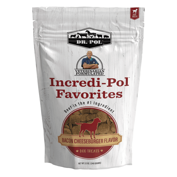 Dr. Pol Incredi-Pol Favorites Bacon Cheeseburger Flavor Crunchy Dog Treats, 12 oz. Bag. Veterinarian Formulated and Perfect for Small, Medium and Large Dogs. EasyOptionXY LLC