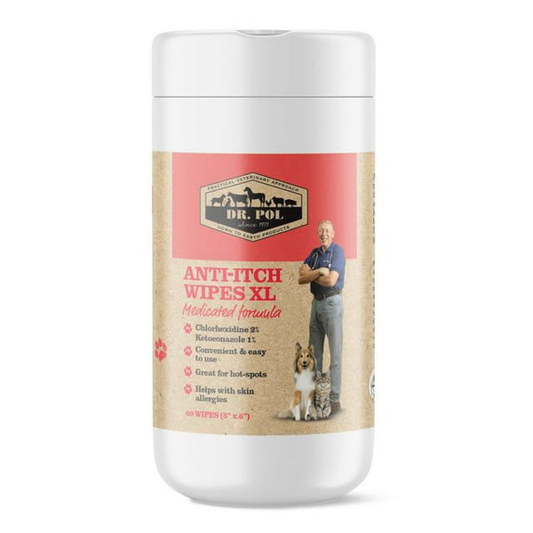 Dr. Pol Extra Large Anti-Itch Wipes with Chlorhexidine for Dogs and Cats 60 Count EasyOptionXY LLC