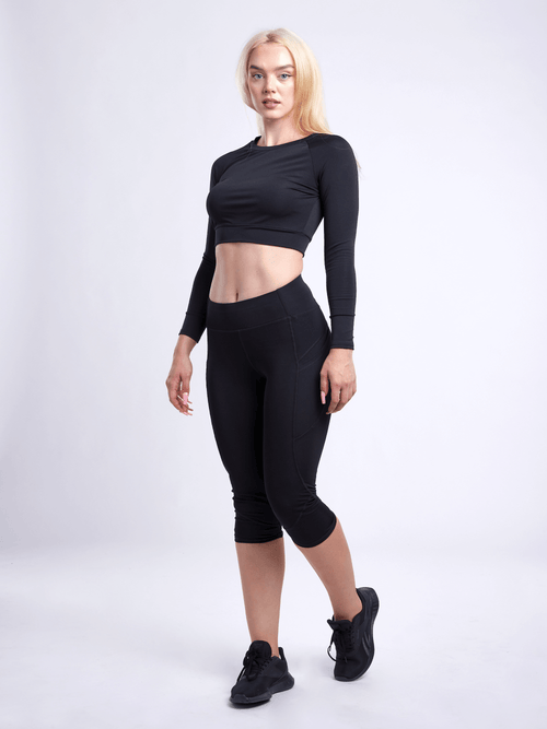 JupiterGear Mid-Rise Capri Fitness Leggings with Side Pockets Jupiter Gear