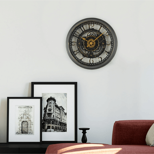 Mainstays Indoor Round 11.5" Oil Rubbed Bronze Cutout Gear Industrial Analog Wall Clock with Arabic Numbers EasyOptionXY LLC