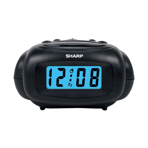 SHARP Digital Alarm Clock, Black, LCD Display, Battery Operated, Small, Travel Clock EasyOptionXY LLC