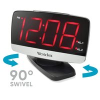 Westclox Black and Silver Electric Tilt & Swivel Alarm Clock Extra Large 1.8' LED Time Display EasyOptionXY LLC