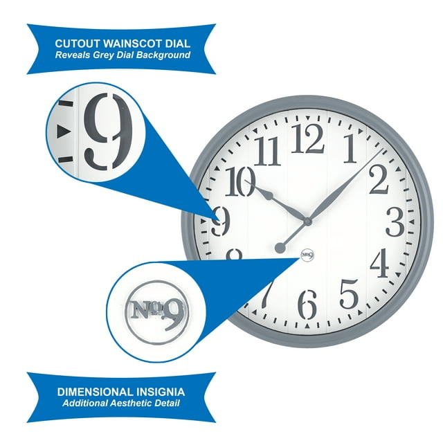 Mainstays Indoor 15" Gray and White Arabic Farmhouse Analog Wall Clock EasyOptionXY LLC