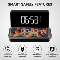 Premier LED Digital Alarm Clock and Wireless Mobile Phone Charger for Home, Office, Black EasyOptionXY LLC