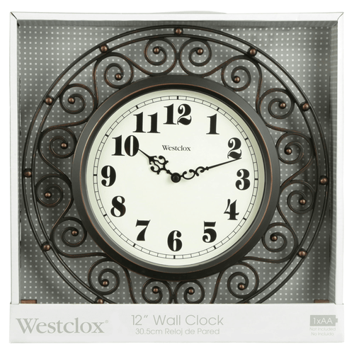 Westclox Wrought Iron Style Bronze Analog Quartz Accuracy 12" Round Wall Clock EasyOptionXY LLC