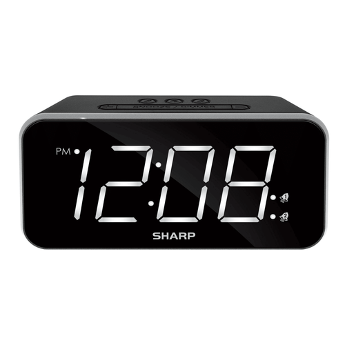 SHARP Dual Alarm Clock with Jumbo Easy to Read 1.8' White LED Display, Black Case EasyOptionXY LLC