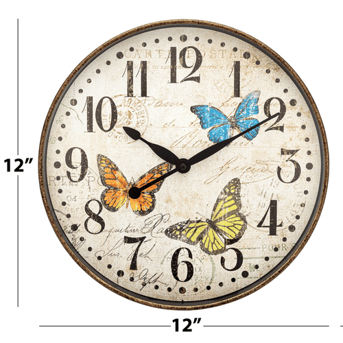 Westclox 12" Round Butterfly Wall Clock EasyOptionXY LLC