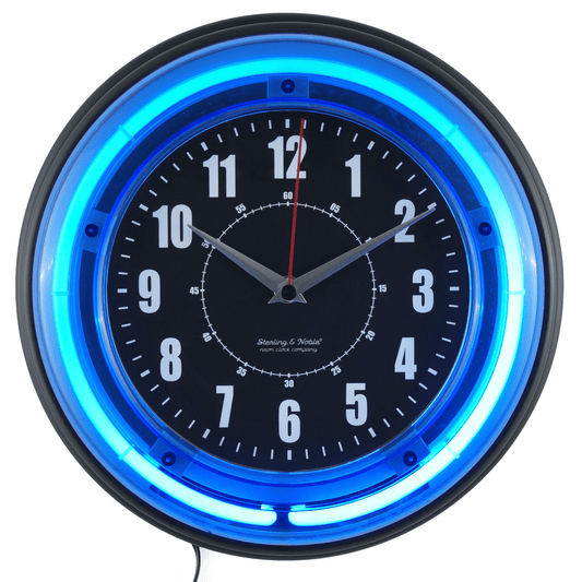 Sterling and Noble 11" Vibrant Blue Neon Analog Wall Clock EasyOptionXY LLC